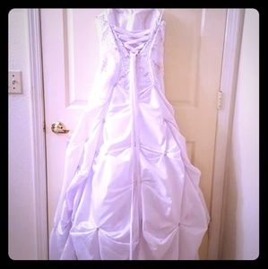 Wedding dress with pickups and sequence